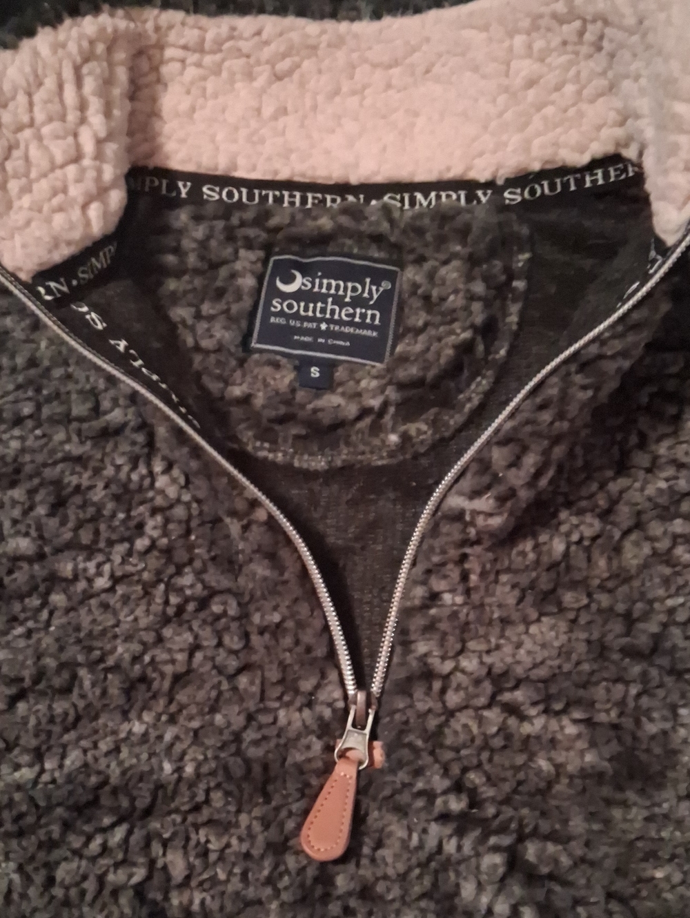 💎NWOT Simply Southern Men's Charcoal Gray Sherpa Half-Zip Pullover